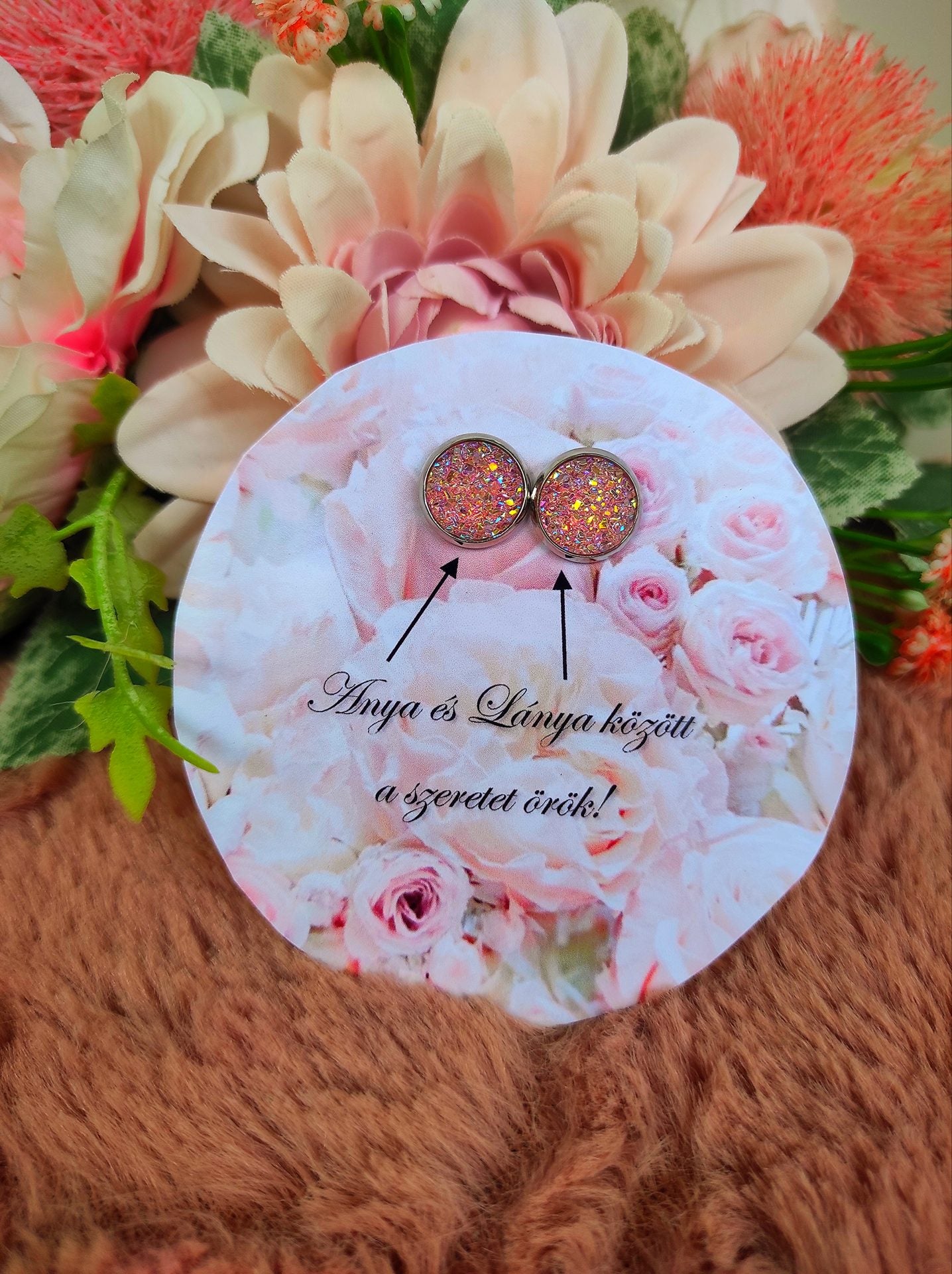 Rózsaszín durzy fülbevaló